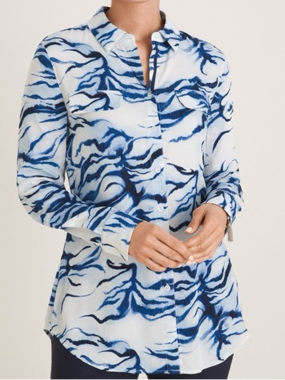 Chico’s Blue Wave Button Up Shirt Rayon XXL Chico’s 4